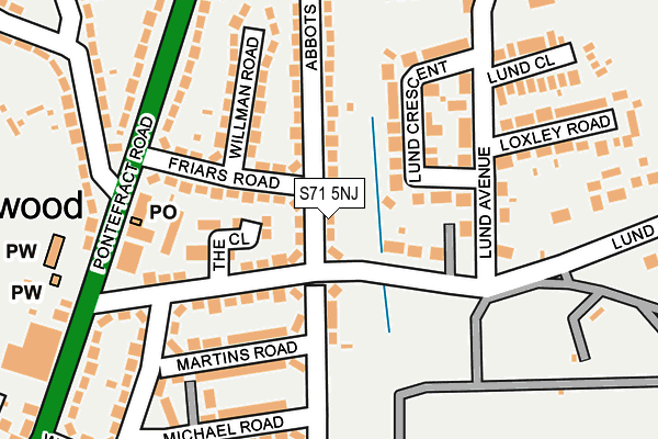 S71 5NJ map - OS OpenMap – Local (Ordnance Survey)