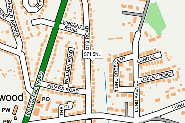 S71 5NL map - OS OpenMap – Local (Ordnance Survey)