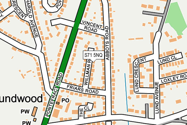 S71 5NQ map - OS OpenMap – Local (Ordnance Survey)