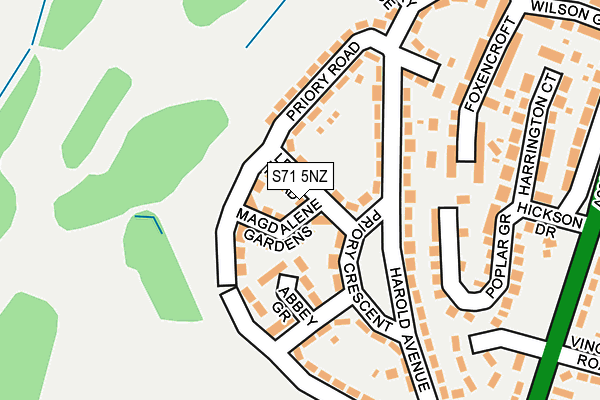 S71 5NZ map - OS OpenMap – Local (Ordnance Survey)