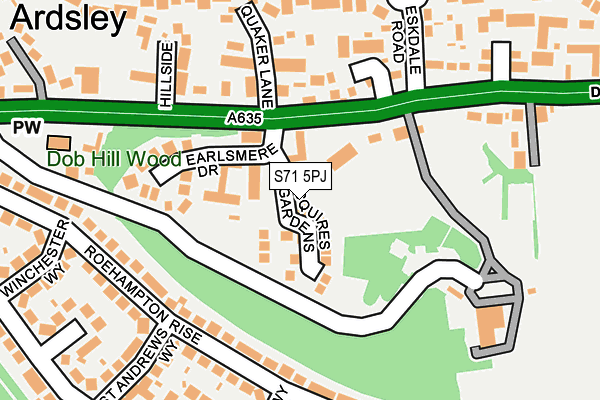S71 5PJ map - OS OpenMap – Local (Ordnance Survey)