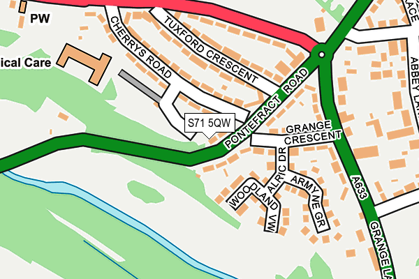 S71 5QW map - OS OpenMap – Local (Ordnance Survey)