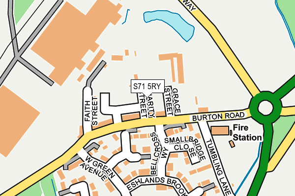 S71 5RY map - OS OpenMap – Local (Ordnance Survey)