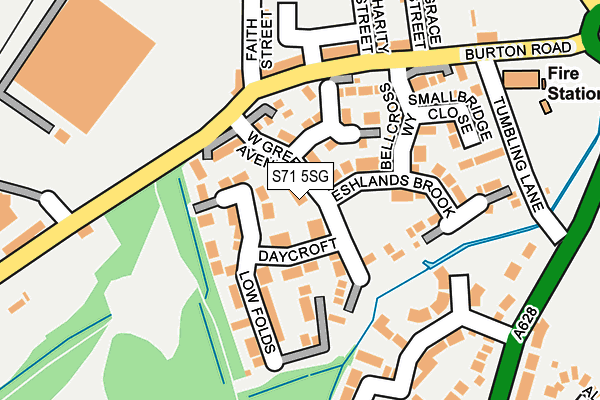 S71 5SG map - OS OpenMap – Local (Ordnance Survey)
