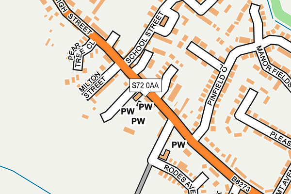 S72 0AA map - OS OpenMap – Local (Ordnance Survey)