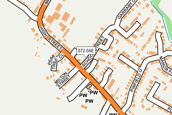 S72 0AE map - OS OpenMap – Local (Ordnance Survey)