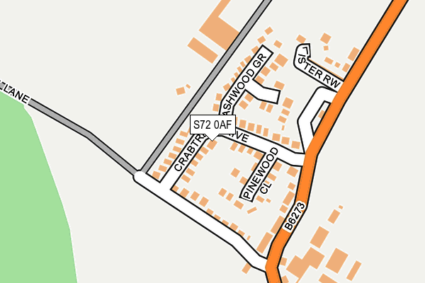 S72 0AF map - OS OpenMap – Local (Ordnance Survey)