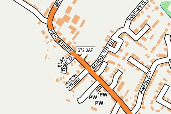 S72 0AP map - OS OpenMap – Local (Ordnance Survey)