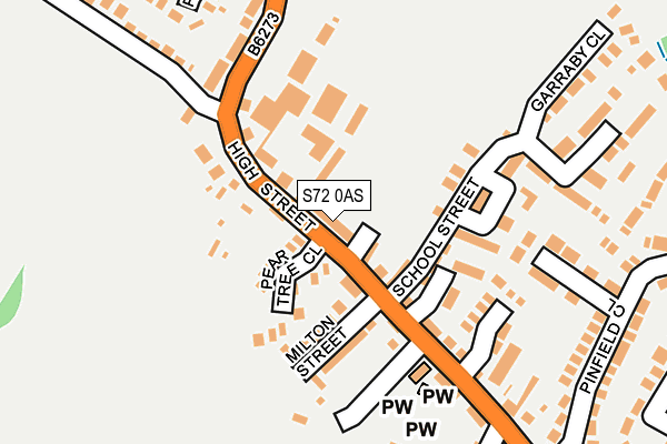 S72 0AS map - OS OpenMap – Local (Ordnance Survey)