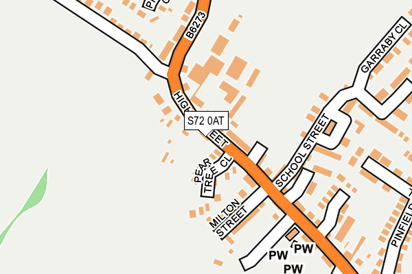 S72 0AT map - OS OpenMap – Local (Ordnance Survey)