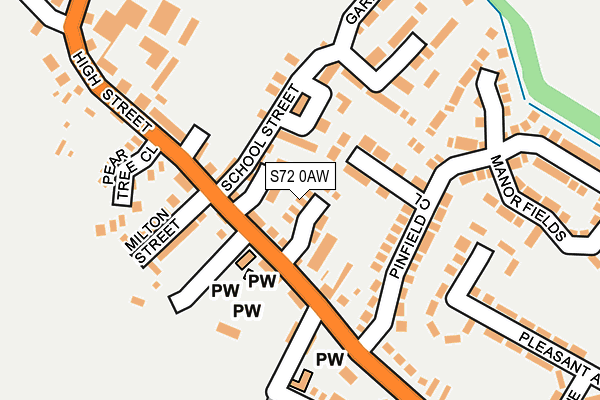 S72 0AW map - OS OpenMap – Local (Ordnance Survey)