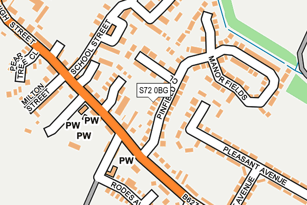 S72 0BG map - OS OpenMap – Local (Ordnance Survey)