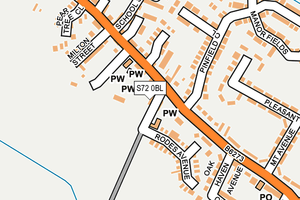 S72 0BL map - OS OpenMap – Local (Ordnance Survey)