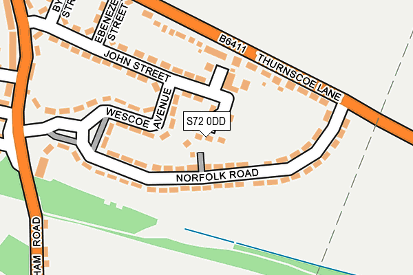 S72 0DD map - OS OpenMap – Local (Ordnance Survey)