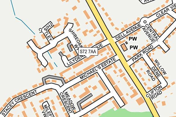 S72 7AA map - OS OpenMap – Local (Ordnance Survey)