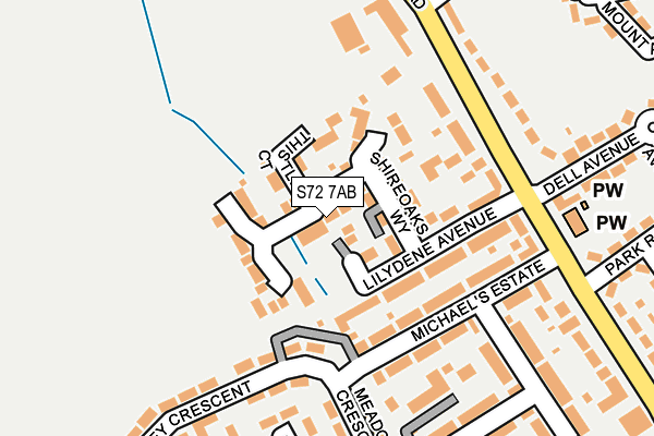 S72 7AB map - OS OpenMap – Local (Ordnance Survey)