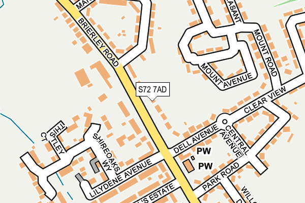 S72 7AD map - OS OpenMap – Local (Ordnance Survey)