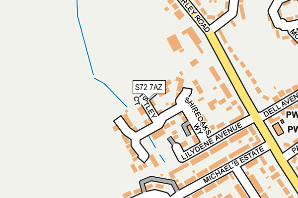 S72 7AZ map - OS OpenMap – Local (Ordnance Survey)