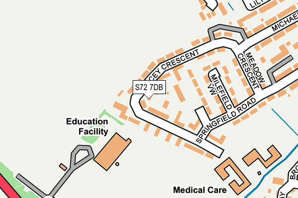 S72 7DB map - OS OpenMap – Local (Ordnance Survey)