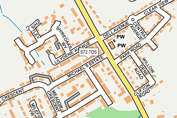 S72 7DS map - OS OpenMap – Local (Ordnance Survey)