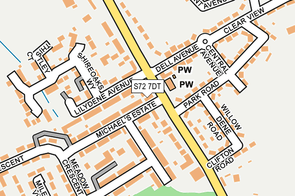 S72 7DT map - OS OpenMap – Local (Ordnance Survey)
