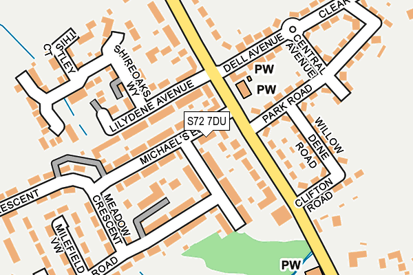 S72 7DU map - OS OpenMap – Local (Ordnance Survey)