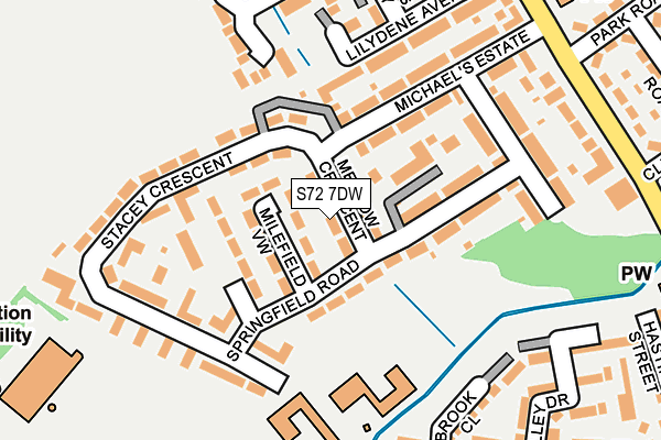 S72 7DW map - OS OpenMap – Local (Ordnance Survey)