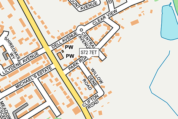 S72 7ET map - OS OpenMap – Local (Ordnance Survey)