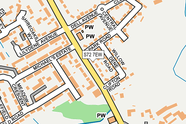 S72 7EW map - OS OpenMap – Local (Ordnance Survey)