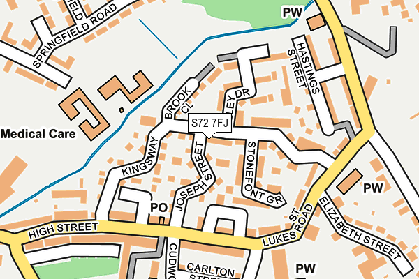 S72 7FJ map - OS OpenMap – Local (Ordnance Survey)