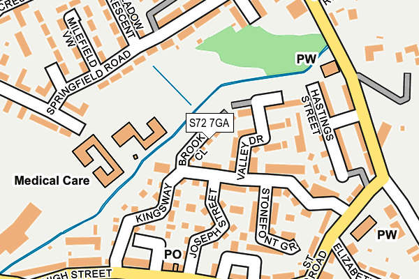 S72 7GA map - OS OpenMap – Local (Ordnance Survey)