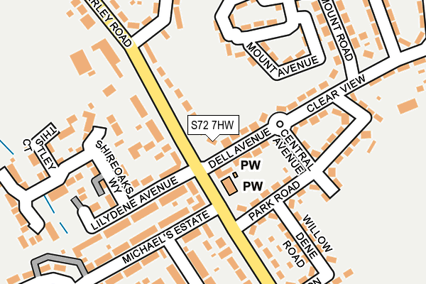 S72 7HW map - OS OpenMap – Local (Ordnance Survey)