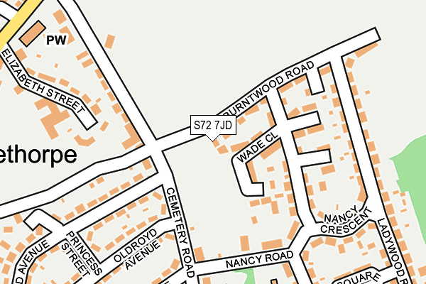S72 7JD map - OS OpenMap – Local (Ordnance Survey)