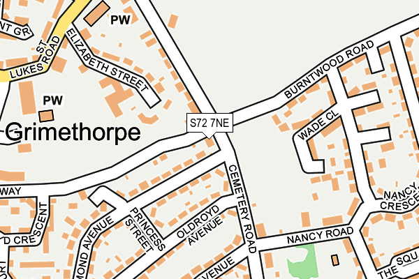 S72 7NE map - OS OpenMap – Local (Ordnance Survey)