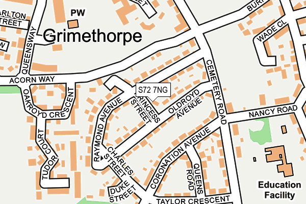 S72 7NG map - OS OpenMap – Local (Ordnance Survey)