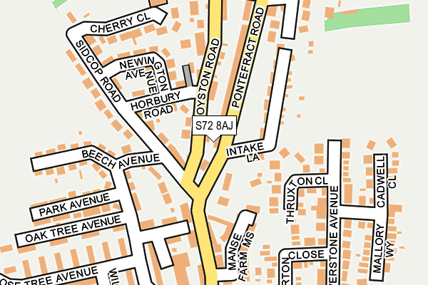 S72 8AJ map - OS OpenMap – Local (Ordnance Survey)