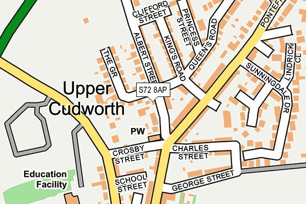 S72 8AP map - OS OpenMap – Local (Ordnance Survey)