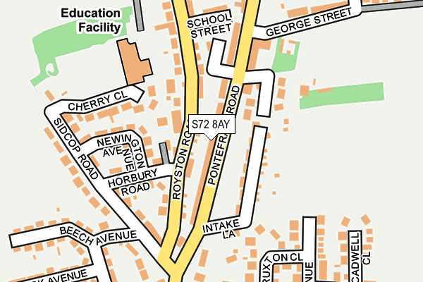 S72 8AY map - OS OpenMap – Local (Ordnance Survey)