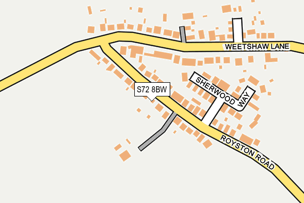 S72 8BW map - OS OpenMap – Local (Ordnance Survey)