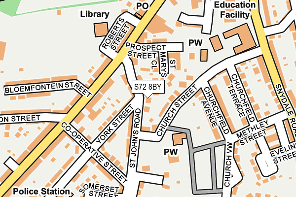 S72 8BY map - OS OpenMap – Local (Ordnance Survey)