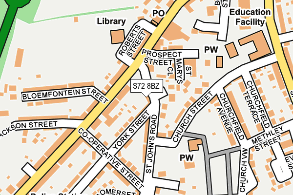 S72 8BZ map - OS OpenMap – Local (Ordnance Survey)