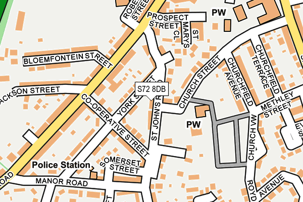 S72 8DB map - OS OpenMap – Local (Ordnance Survey)