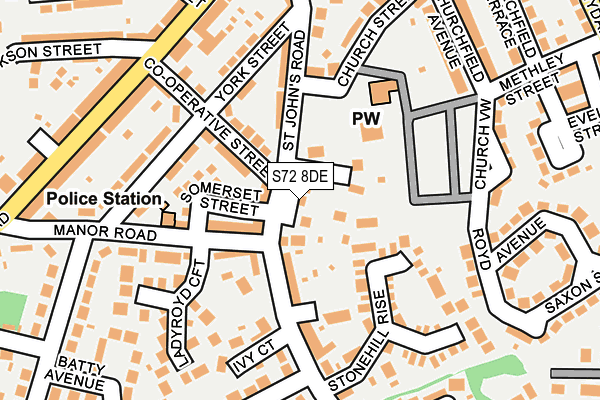 S72 8DE map - OS OpenMap – Local (Ordnance Survey)