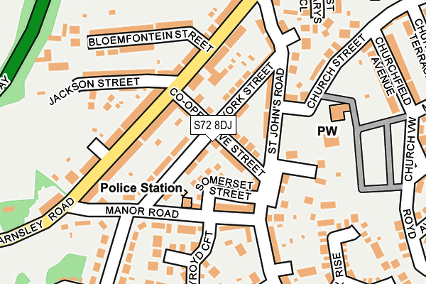 S72 8DJ map - OS OpenMap – Local (Ordnance Survey)