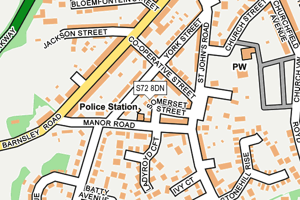 S72 8DN map - OS OpenMap – Local (Ordnance Survey)