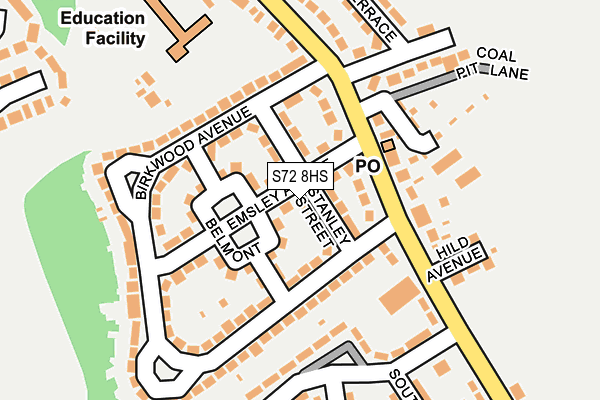 S72 8HS map - OS OpenMap – Local (Ordnance Survey)