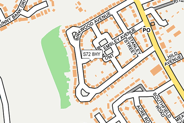 S72 8HY map - OS OpenMap – Local (Ordnance Survey)