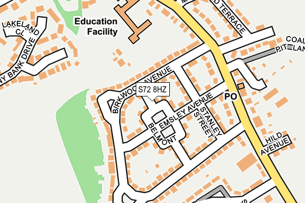 S72 8HZ map - OS OpenMap – Local (Ordnance Survey)