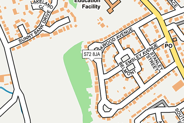 S72 8JA map - OS OpenMap – Local (Ordnance Survey)