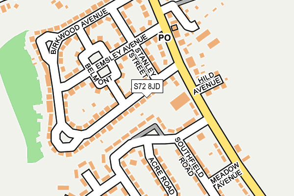 S72 8JD map - OS OpenMap – Local (Ordnance Survey)